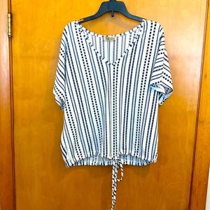 White and black striped crop top